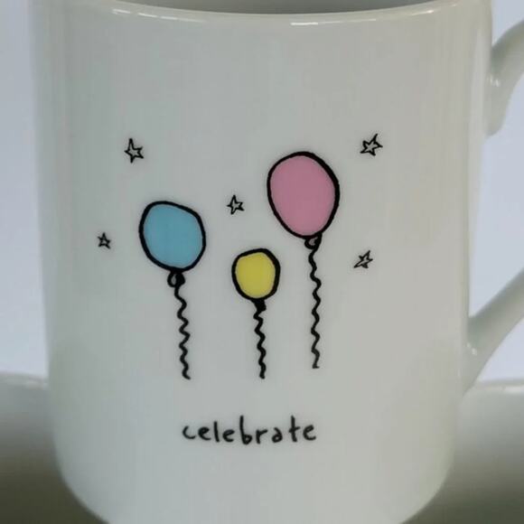 I Godinger & Co Birthday Celebration Mugs Set of 3 White Ceramic Coffee Cups - Picture 2 of 9